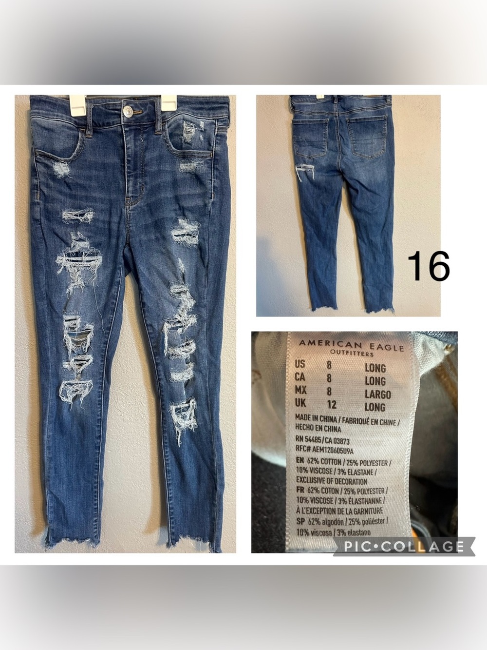 American Eagle Outfitters Distressed Cropped Skinny Jeans - Blue